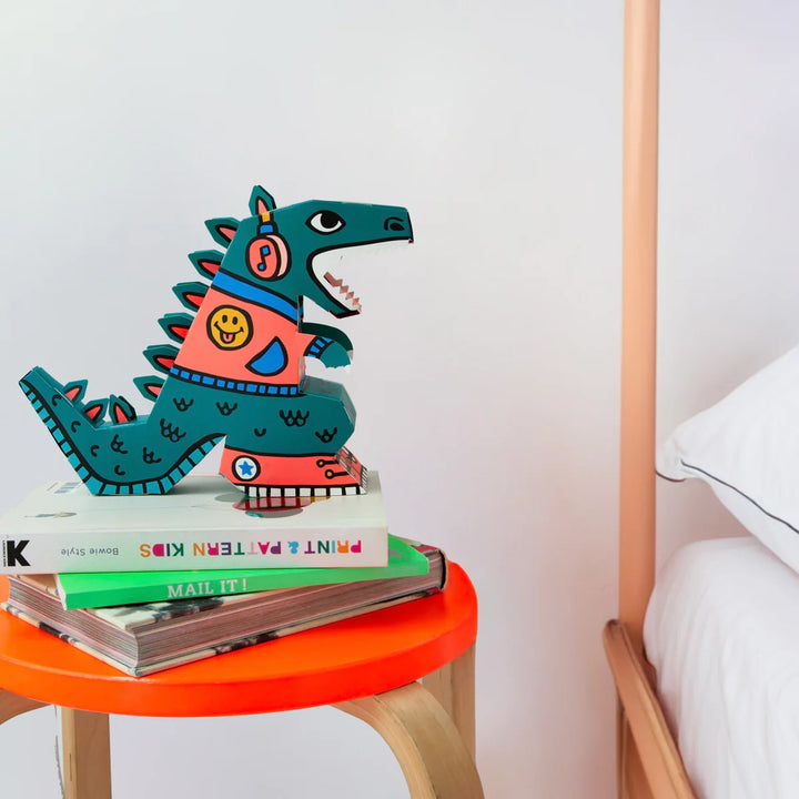 Lampe Dino 3D en carton 