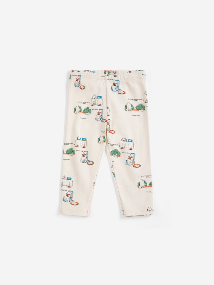 Leggings Bobo Choses pour bébé en coton blanc avec imprimé monstres