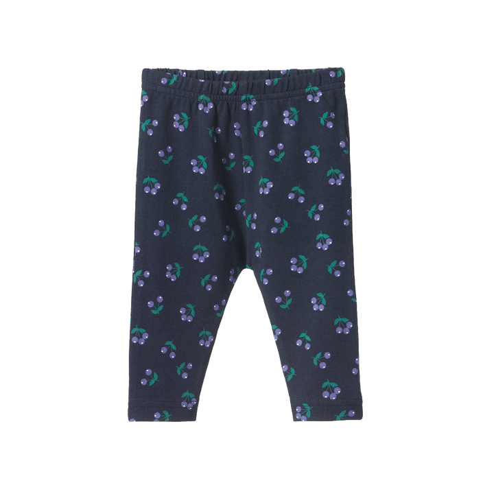 Leggings en coton bleu avec imprimé baies