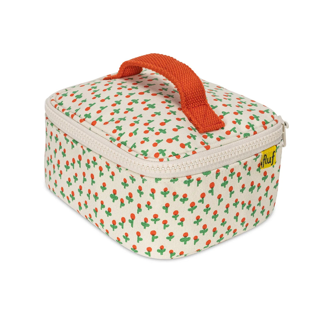 Mini cube à collations Fluf en coton blanc avec imprimé Petites roses 2