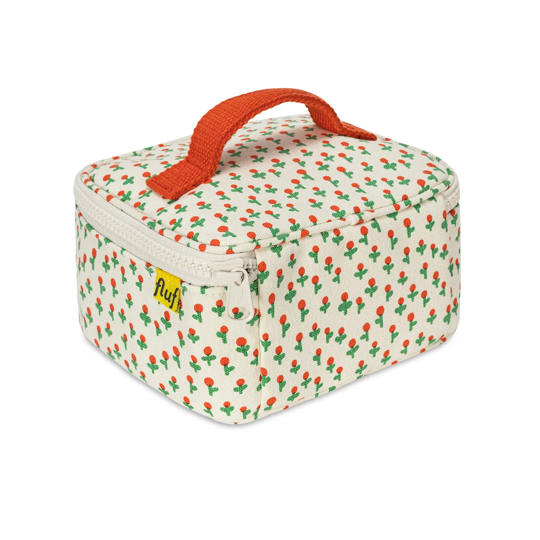 Mini cube à collations Fluf en coton blanc avec imprimé Petites roses