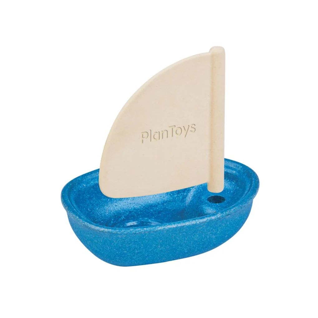 Mini voilier en caoutchouc bleu Plan Toys 