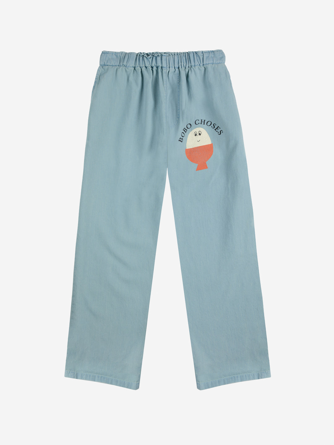 Pantalon en denim bleu pâle avec imprimé oeuf Bobo Choses