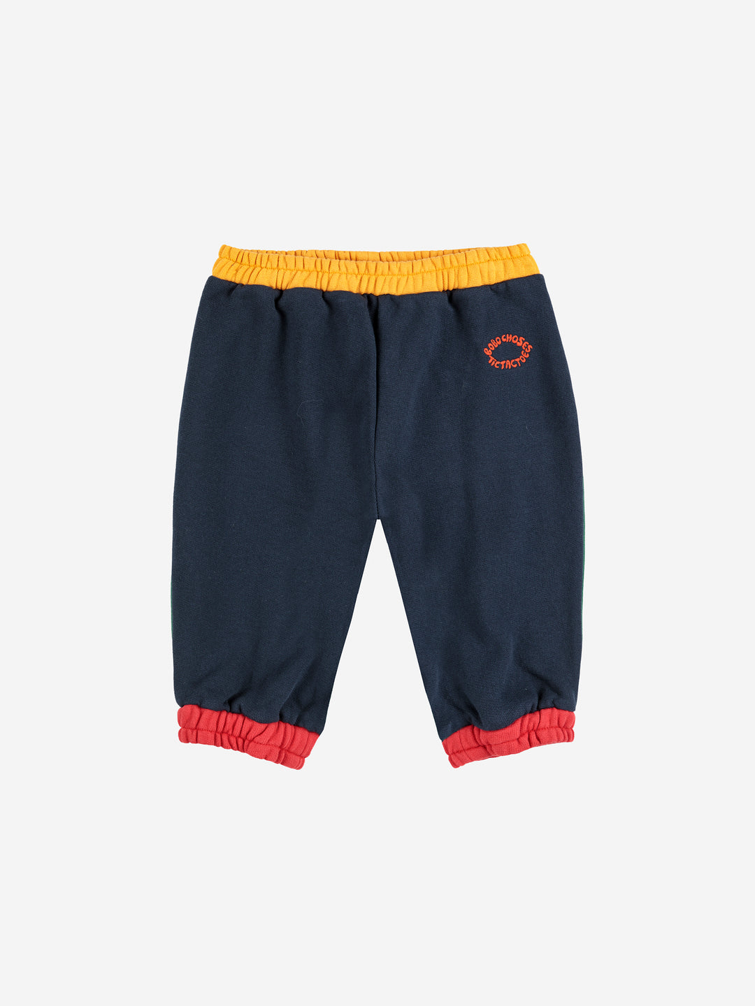 Pantalon jogging Bobo Choses en coton bleu avec détails jaune et rouge