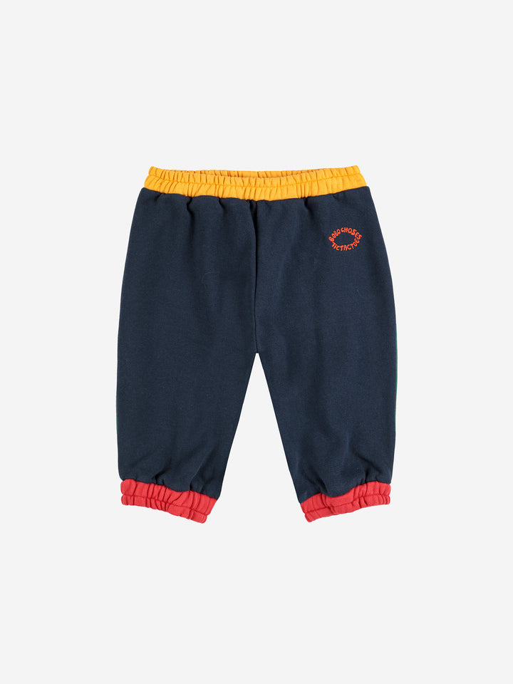 Pantalon jogging Bobo Choses en coton bleu avec détails jaune et rouge