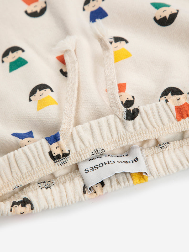 Détail de Pantalon jogging Bobo Choses en coton écru avec imprimé pions
