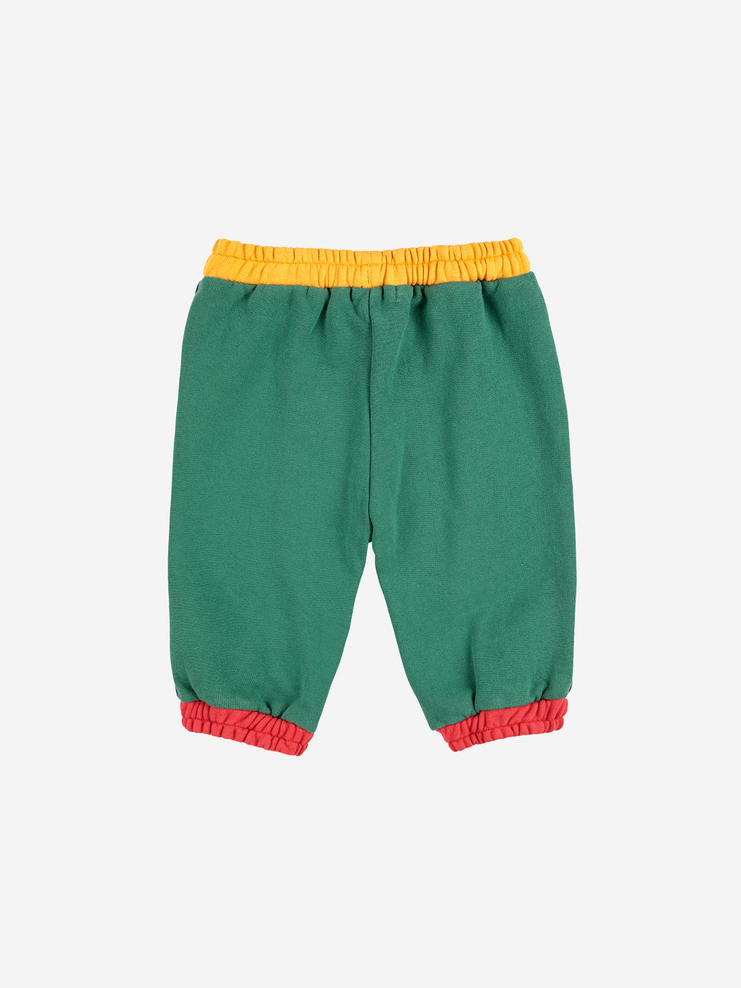 Pantalon jogging Bobo Choses en coton vert avec détails jaune et rouge