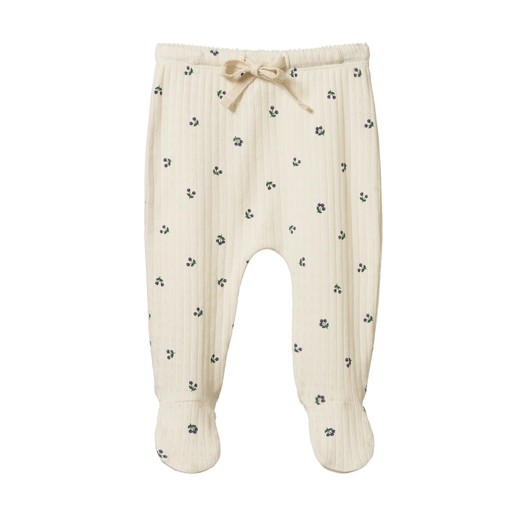 Pantalon à pattes pointelle en coton blanc avec imprimé baie d'hiver