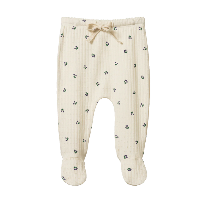 Pantalon à pattes pointelle en coton blanc avec imprimé baie d&