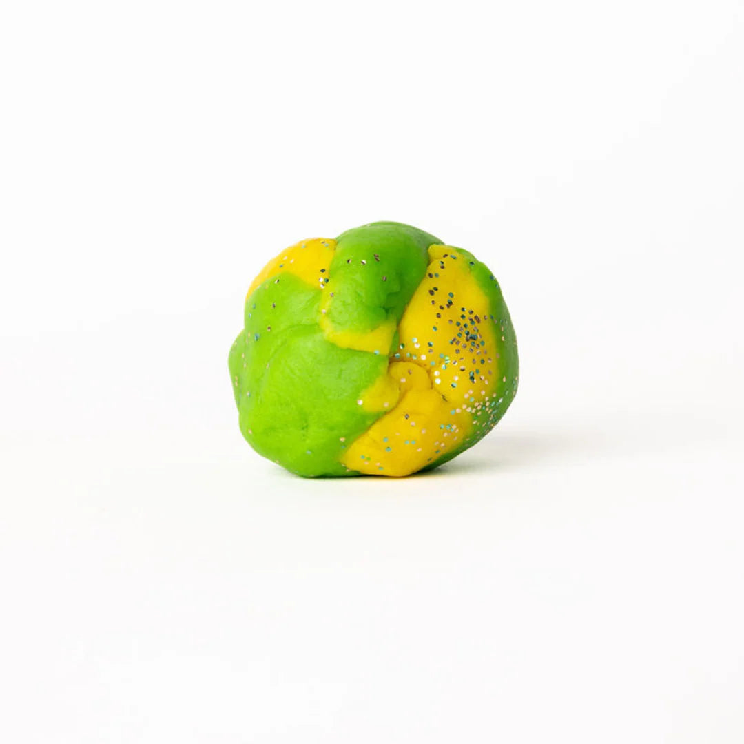 Little Larch Pâte à modeler pailletée Dino jaune et verte