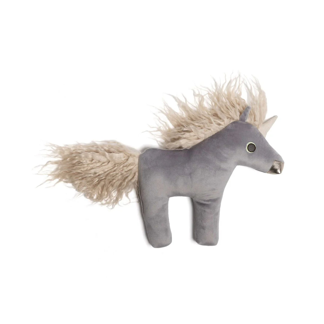 Peluche Raplapla en velours gris en forme de licorne