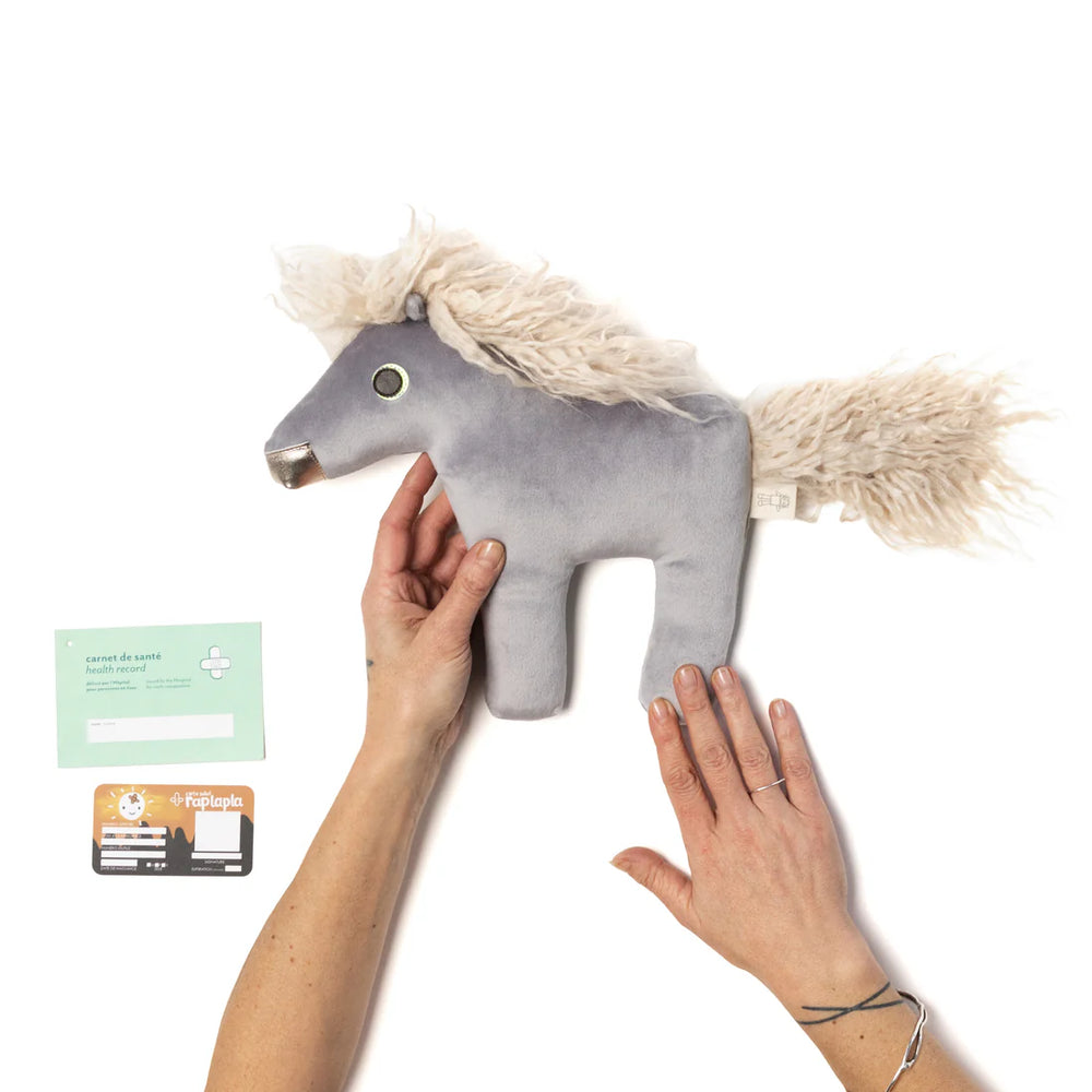 Peluche Raplapla en velours gris en forme de licorne