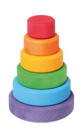 Petite pyramide conique à empiler en bois Arc-en-ciel