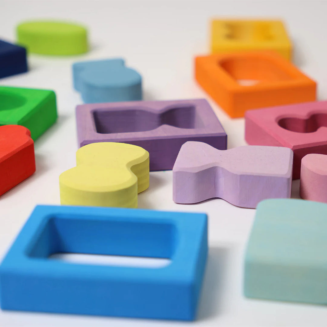 Pièces de Jeu de formes Grimms en bois multicolore 