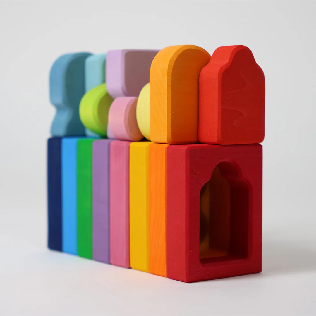 Pièces de Jeu de formes Grimms en bois multicolore 