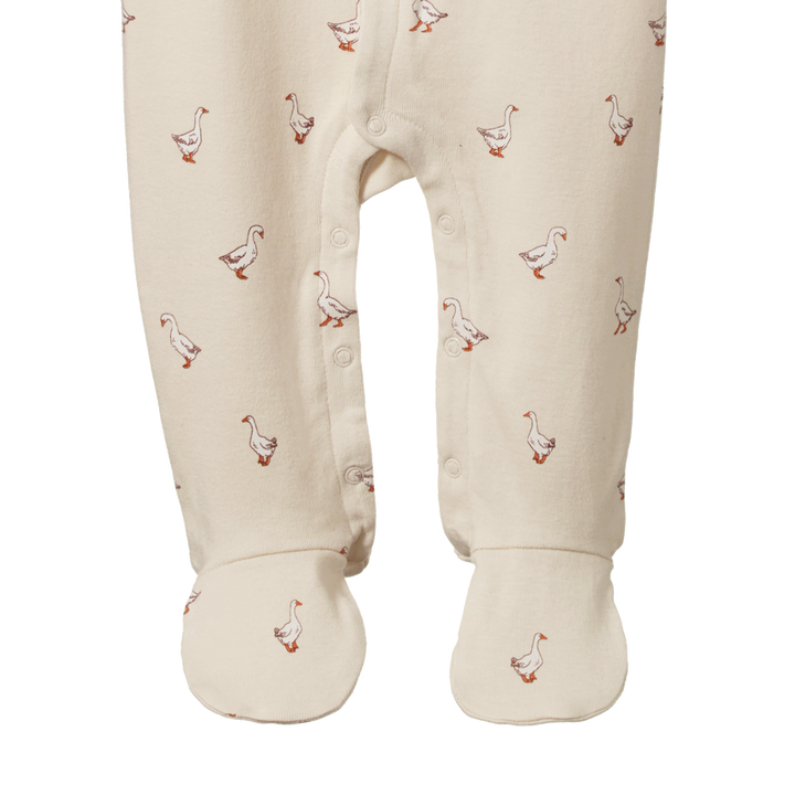 Pyjama à pattes en coton naturel avec imprimé oie