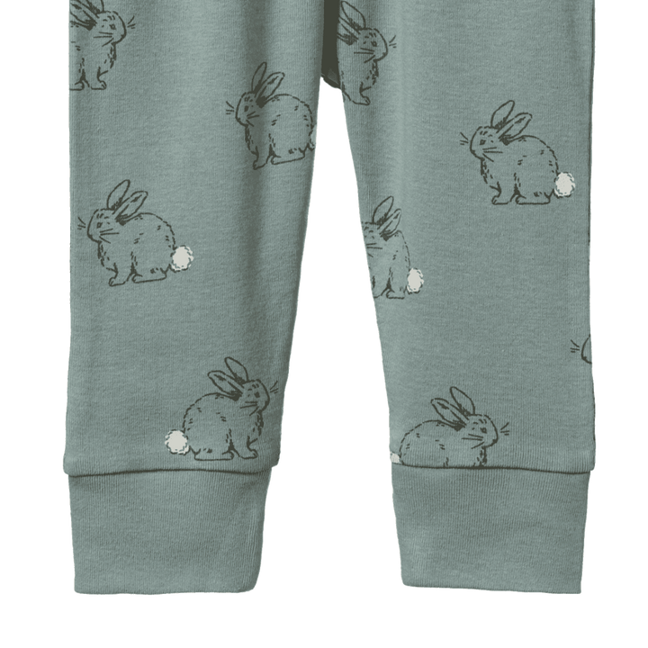 Pyjama manches longues en coton sage avec imprimé lapins
