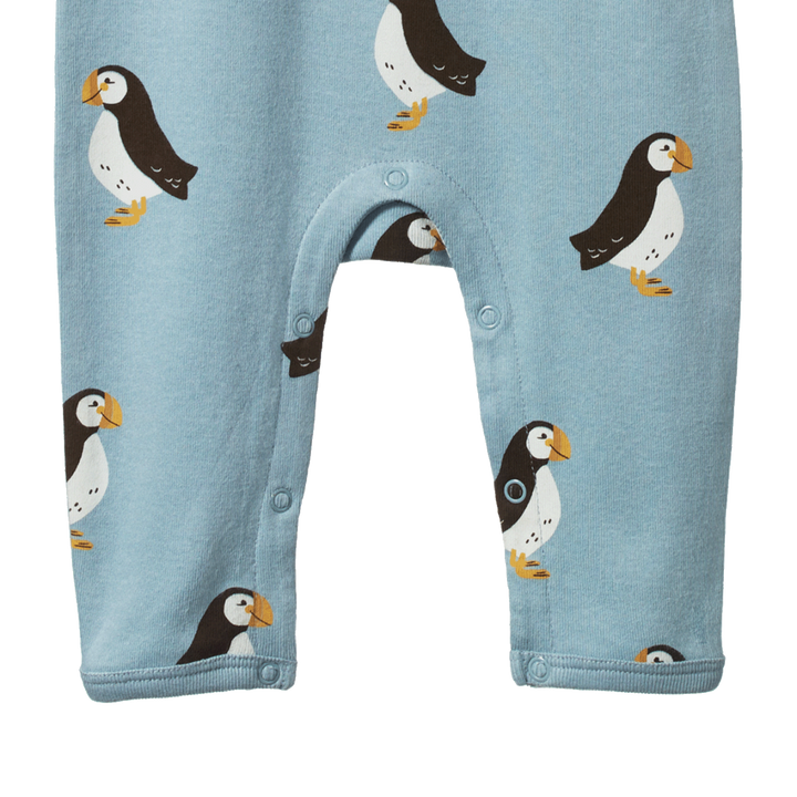 Jambes de Pyjama en coton bleu avec imprimé macareux