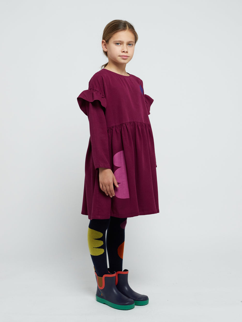 Enfant avec Robe en lyocell mauve avec formes géométriques 