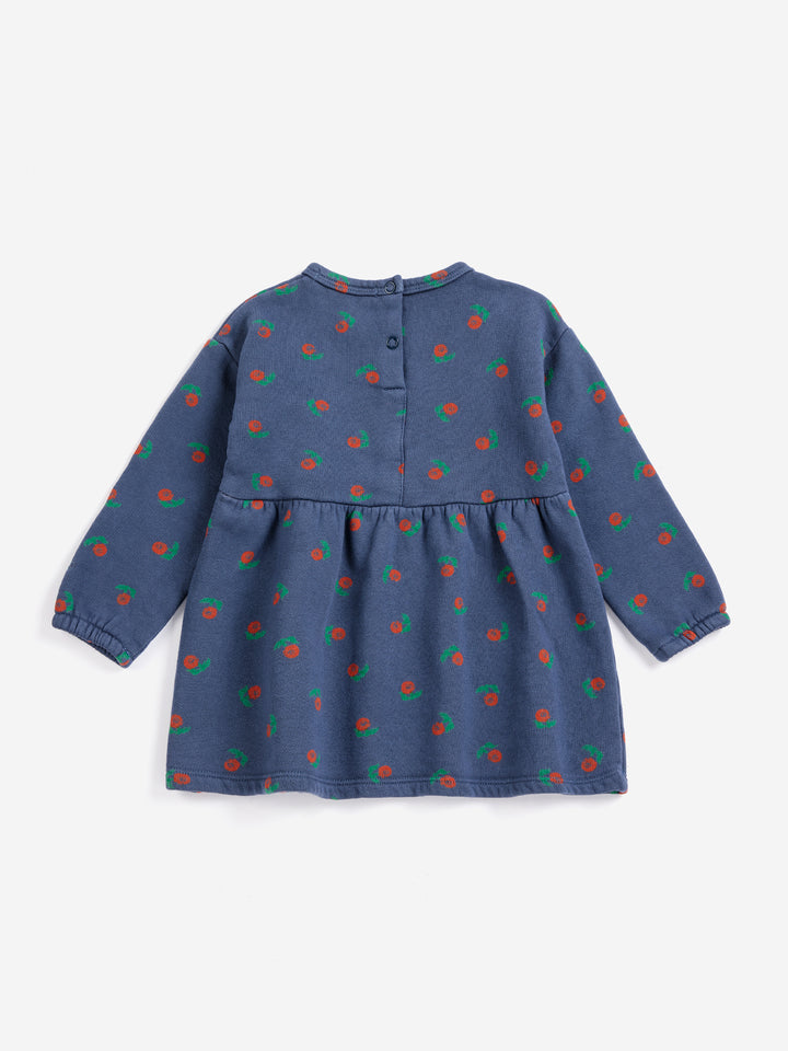 Robe Bobo Choses en coton bleu avec imprimé fleurs