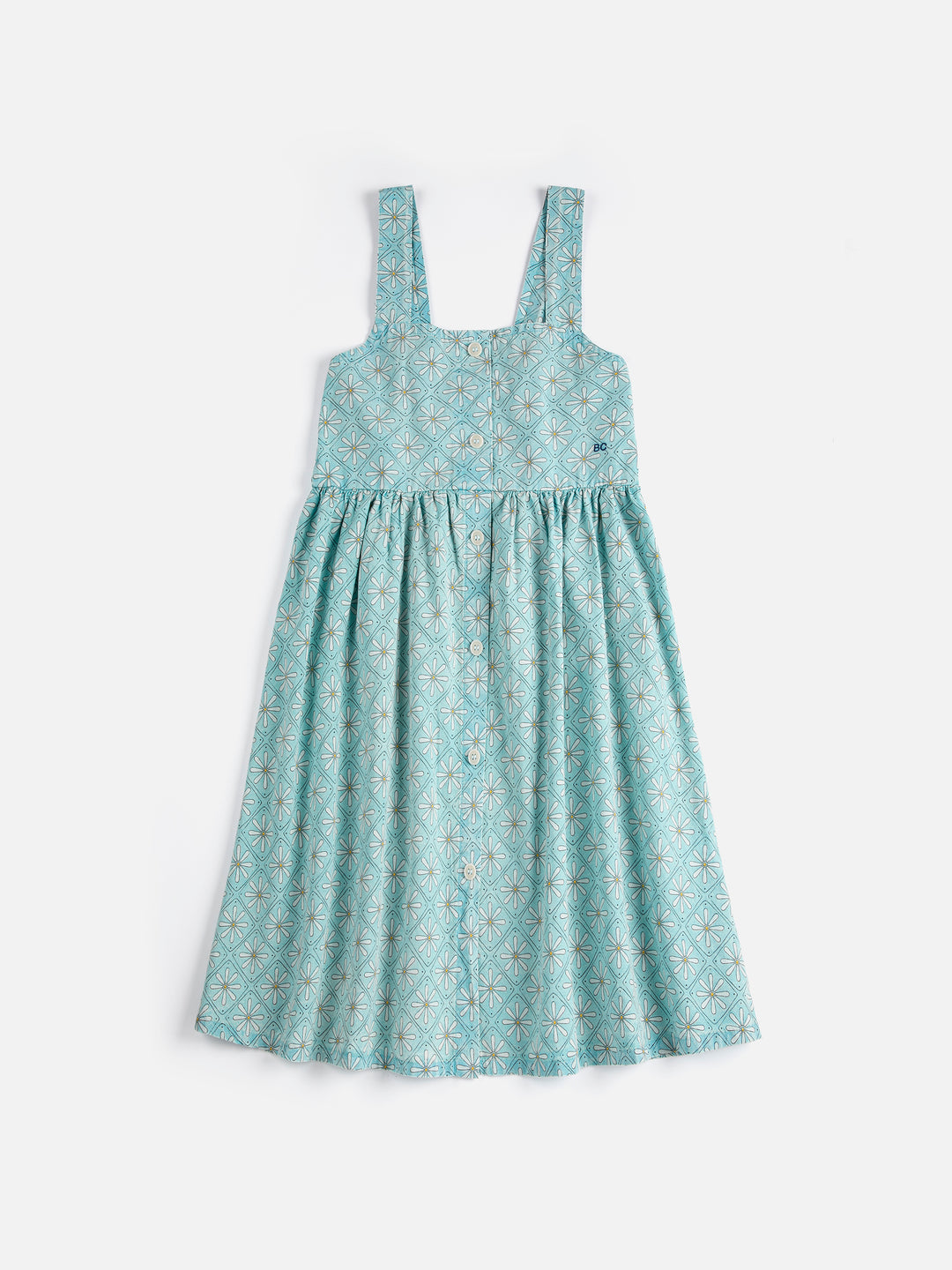 Robe Bobo Choses en coton bleu avec imprimé mosaic de marguerites 