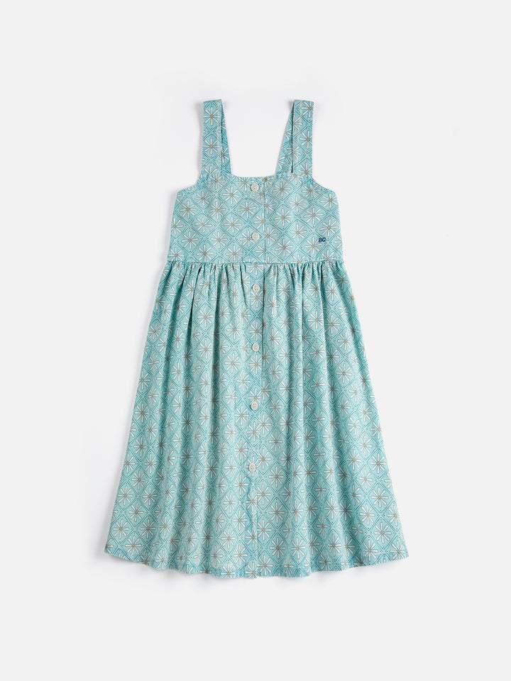 Robe Bobo Choses en coton bleu avec imprimé mosaic de marguerites 