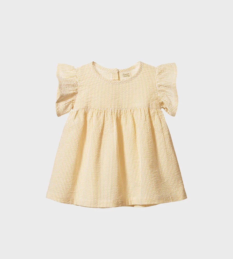 Robe Nature Baby en coton rayé jaune