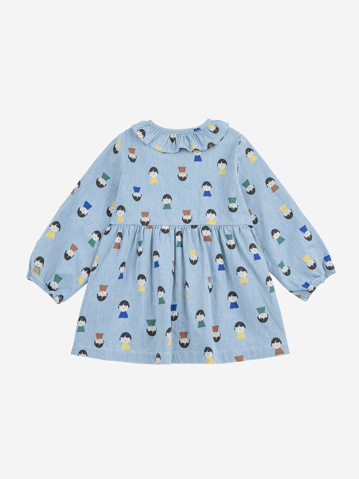 Robe en denim léger avec imprimé pions