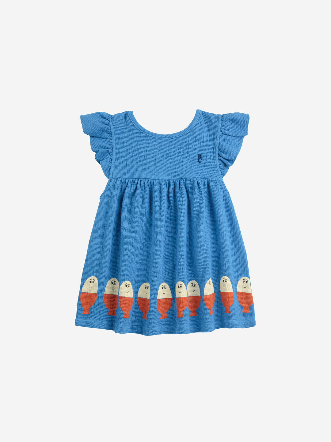 Robe pour bébé bleue avec imprime poissons rouges et blancs 