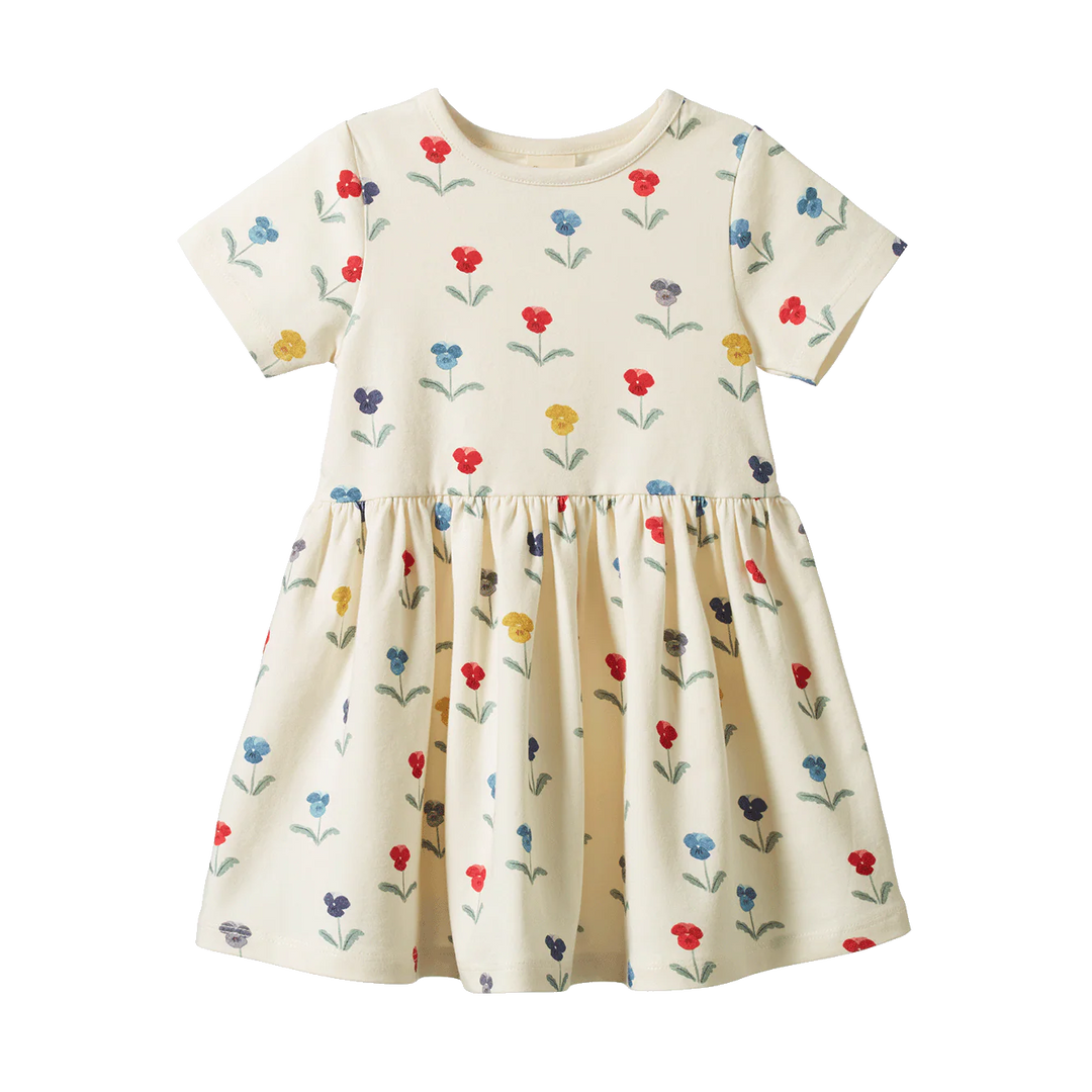 Robe pour enfant Nature Baby en coton blanc imprimé fleurs 