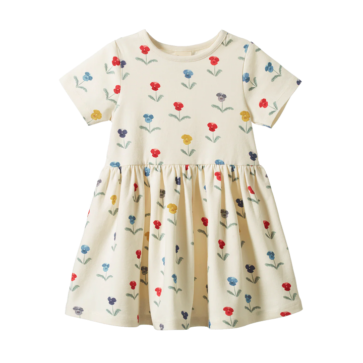Robe pour enfant Nature Baby en coton blanc imprimé fleurs 