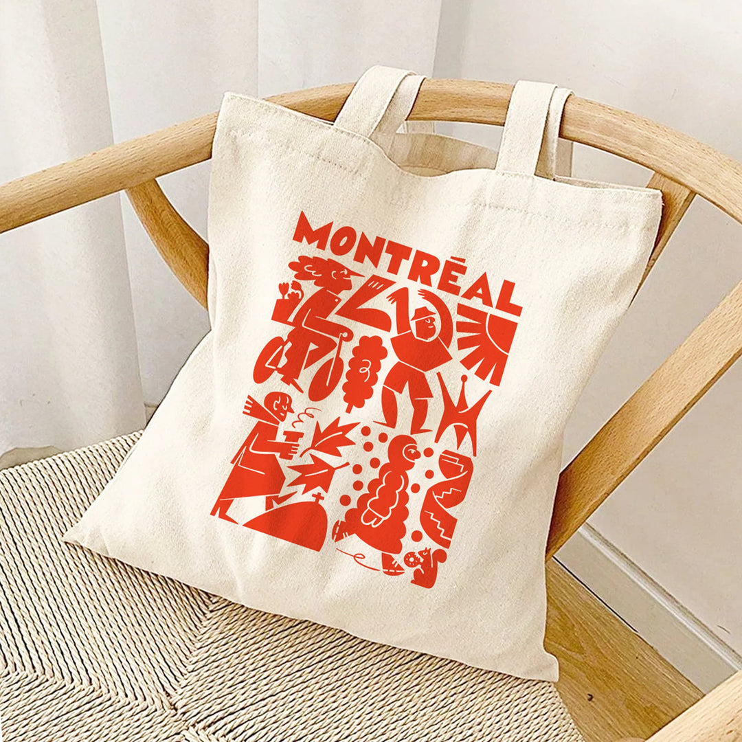Sac Tote en coton naturel avec imprimé Montréal de Mathilde Filippi