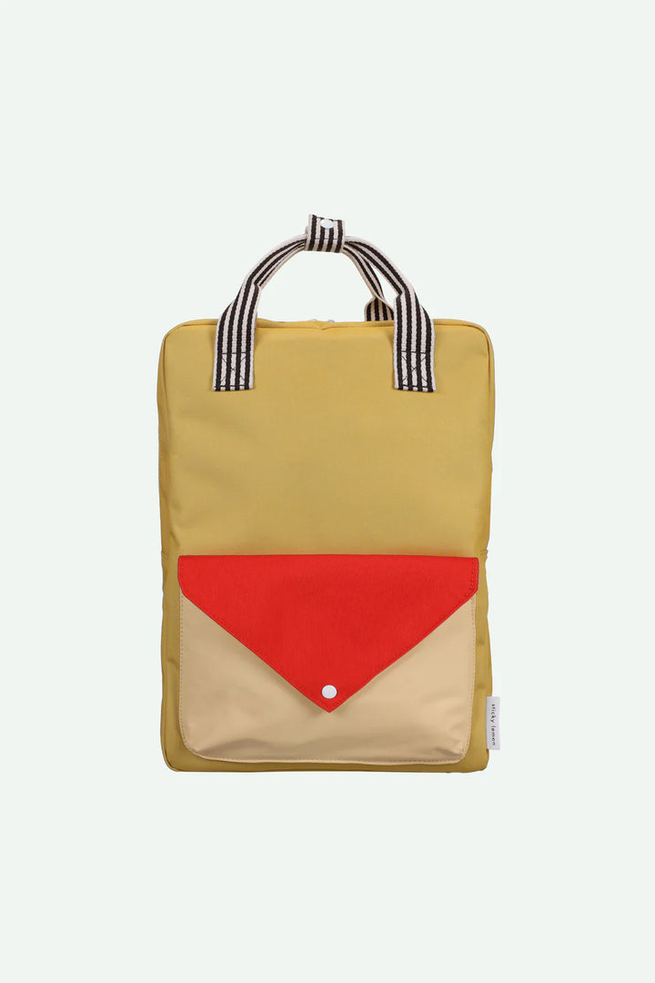 Large Sac à dos Sticky Lemon jaune, rouge et beige