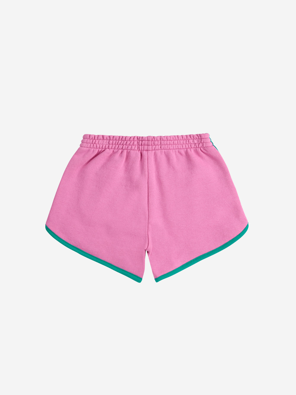 Short en coton biologique fuchsia et bordures vertes