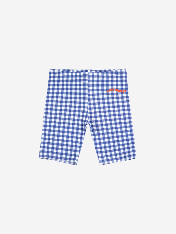 Short legging pour enfant en tissu vichy bleu