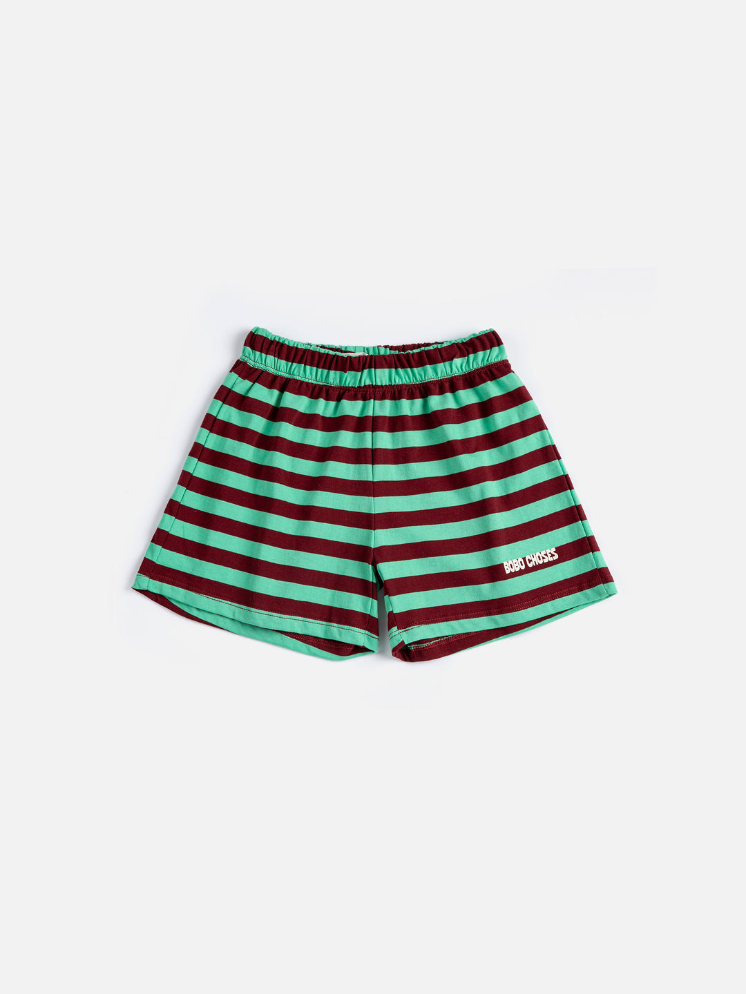 Shorts Bobo Choses en coton rayé vert et rouge