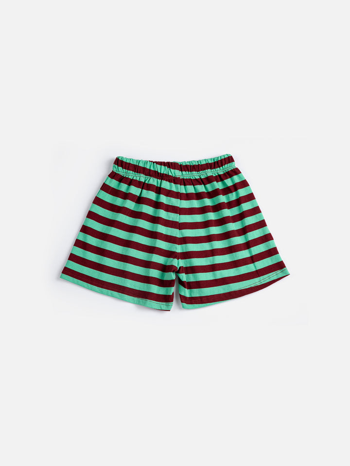 Shorts Bobo Choses en coton rayé vert et rouge