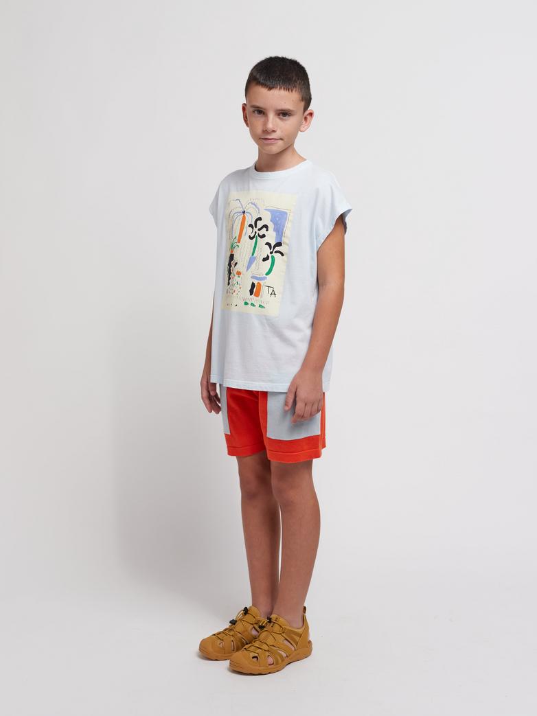 Garçon avec Shorts True Artist tricotés en coton orage avec poches bleu pâle