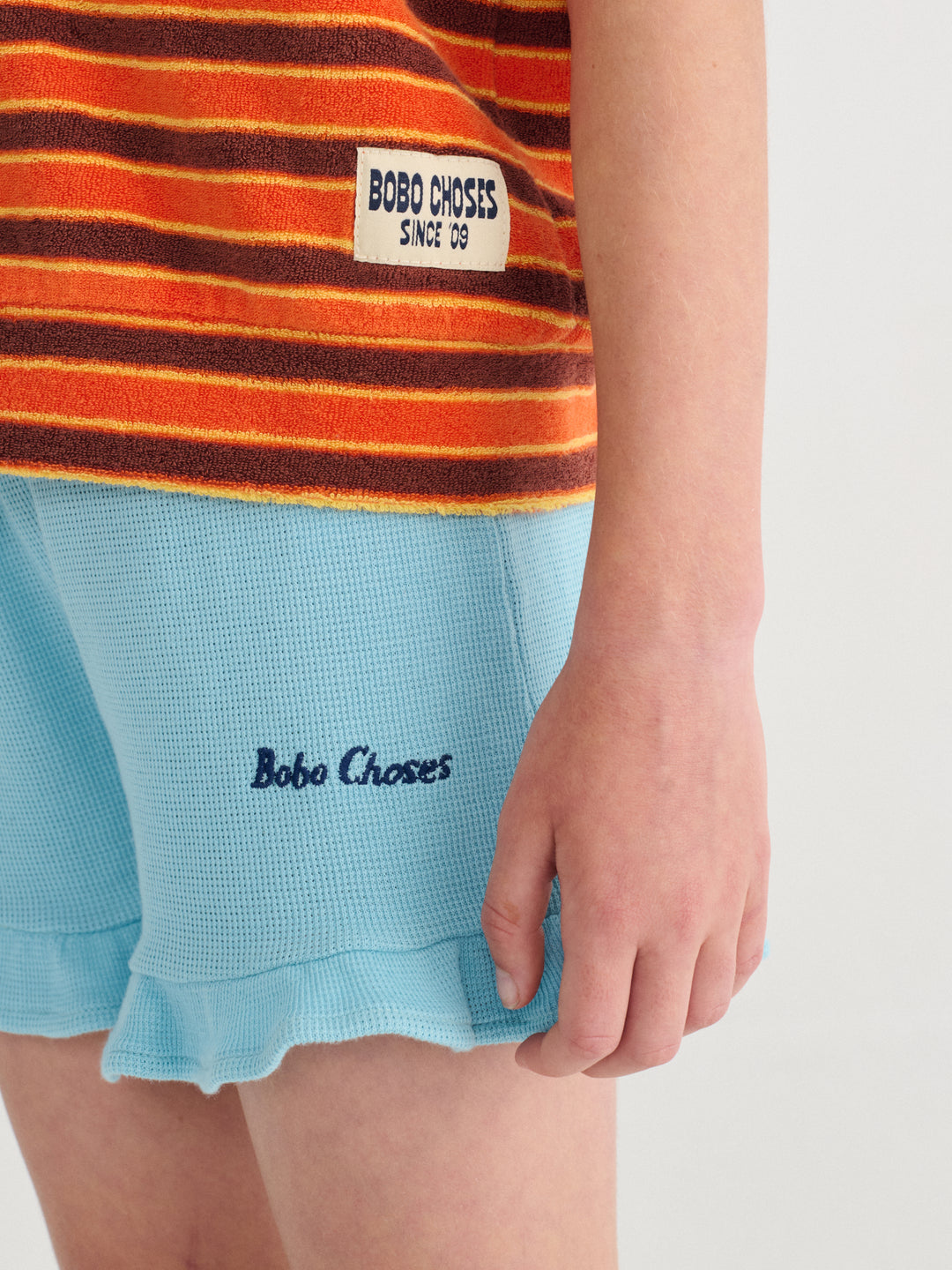 Shorts à volants Bobo Choses en coton bleu pâle 