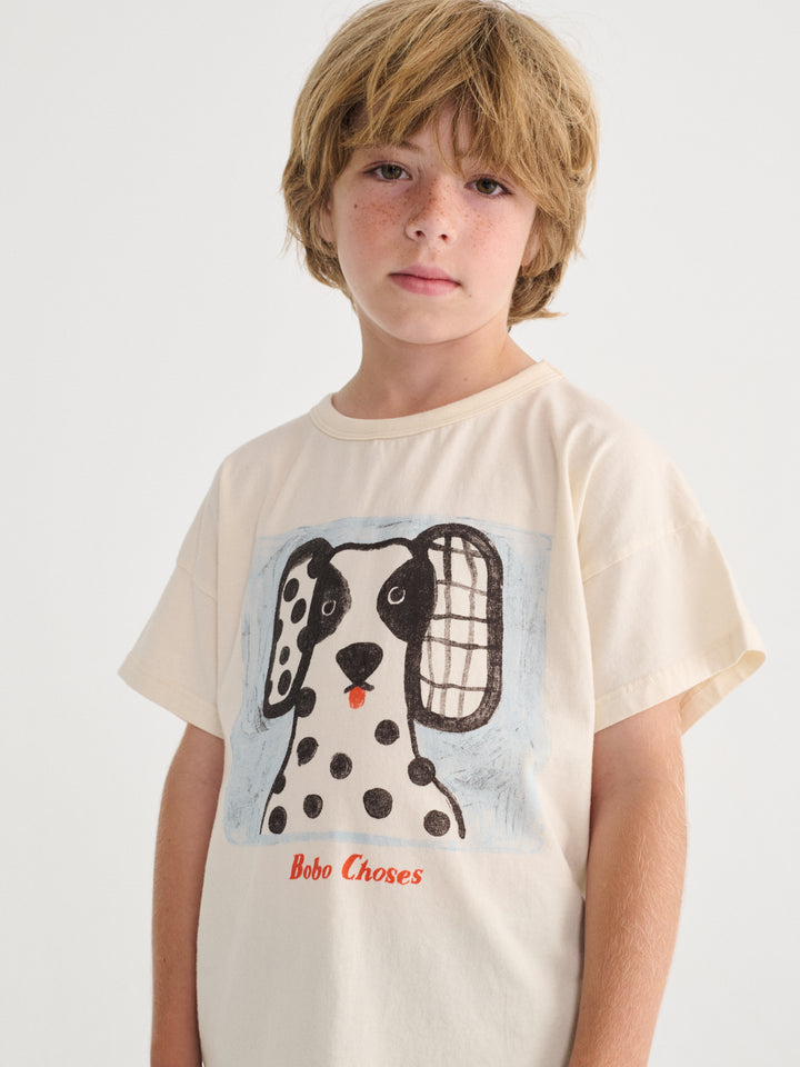 Enfant avec T-shirt Bobo Choses en coton blanc avec imprimé chien