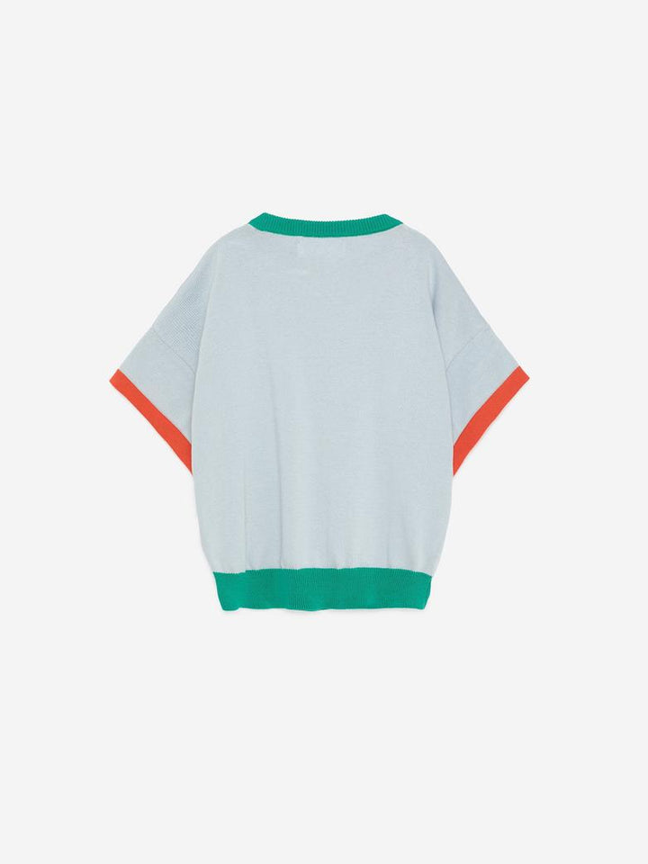 T-shirt True Artist tricoté en coton bleu pâle avec détails oranges et verts