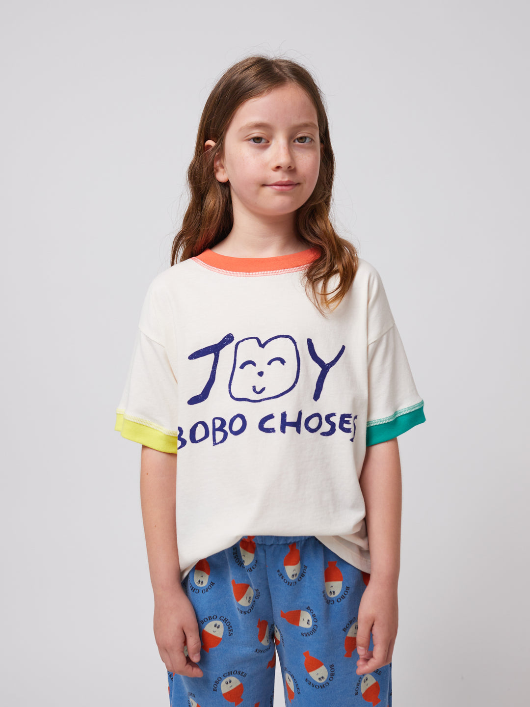 Enfant avec T-Shirt en coton blanc avec imprimé Joy Bobo Choses