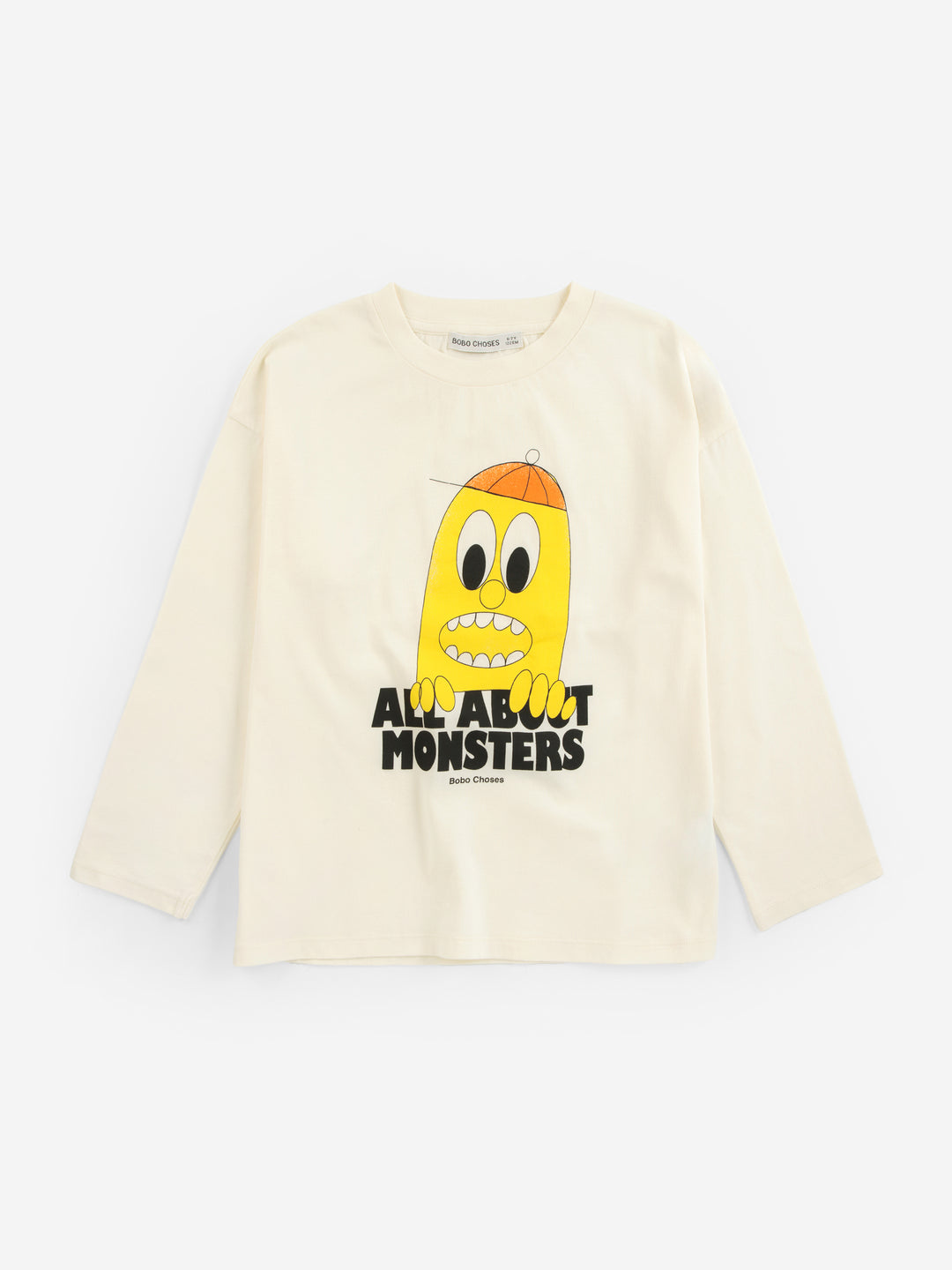 T-shirt manches longues Bobo Choses en coton blanc avec imprimé monstre jaune
