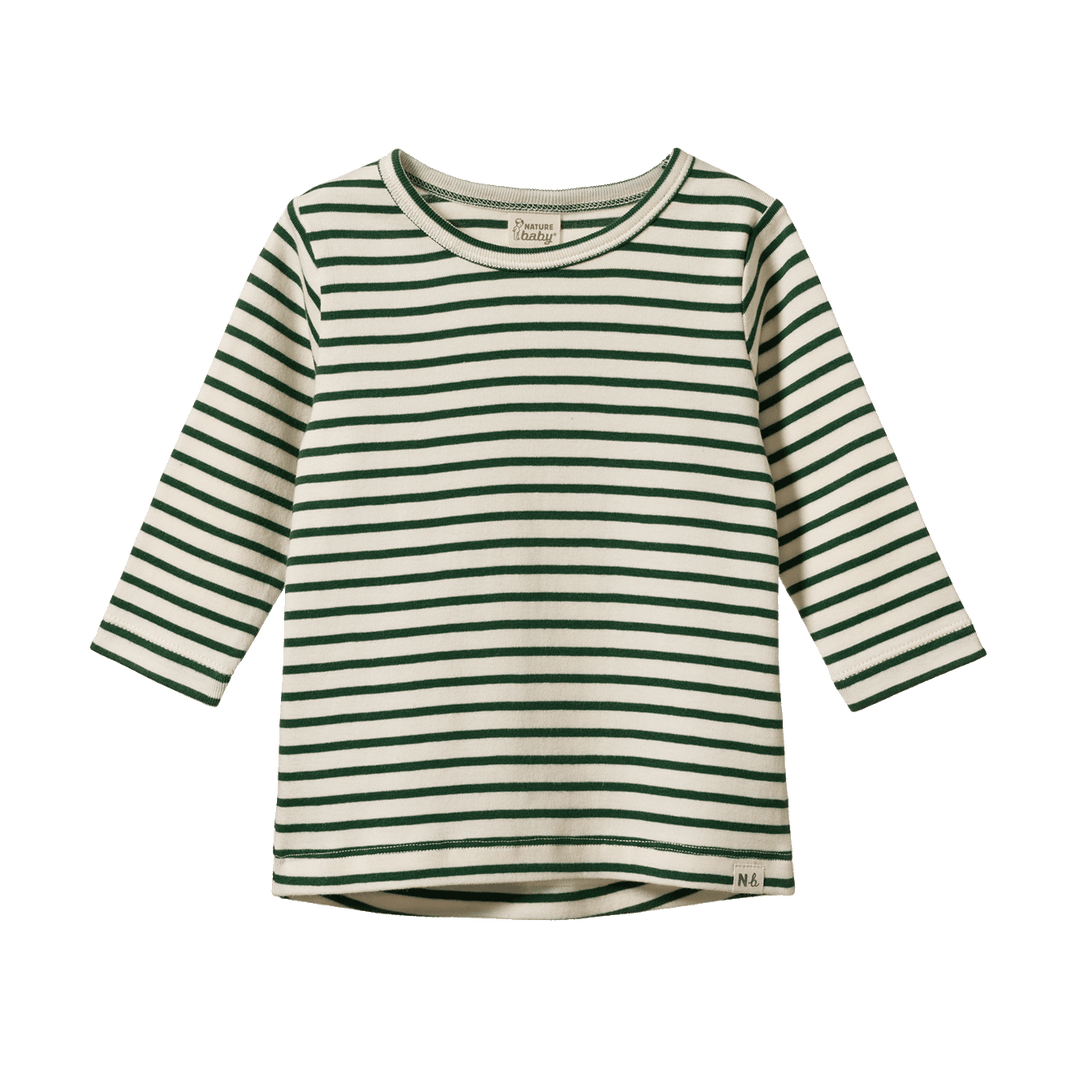 T-shirt manches longues en coton Rayé vert