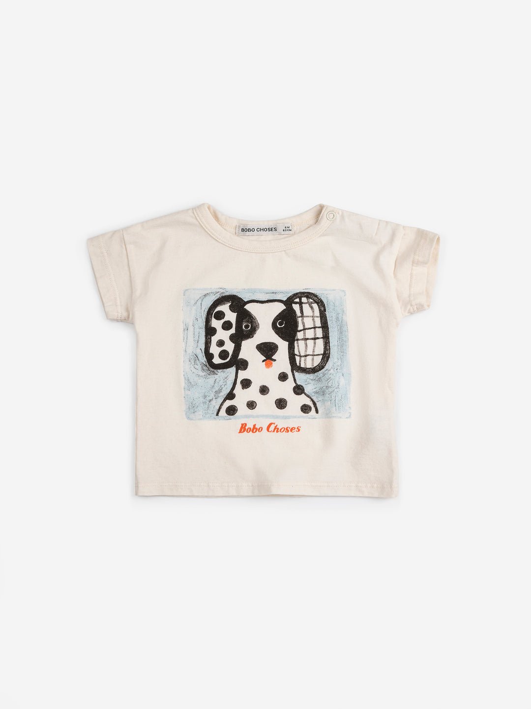 T-shirt pour bébé Bobo Choses en coton beige avec imprimé chien