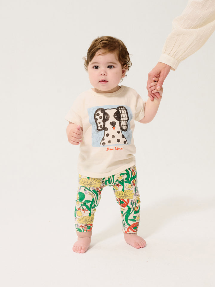 Bébé avec T-shirt pour bébé Bobo Choses en coton beige avec imprimé chien