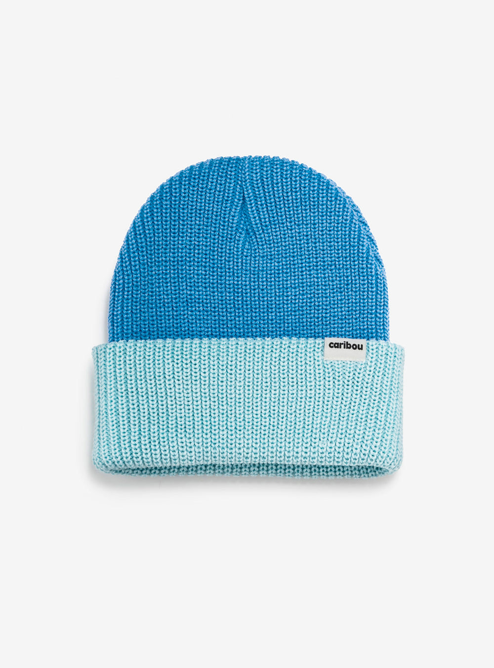 Tuque pêcheur tricoté en laine mérinos bleu et menthe