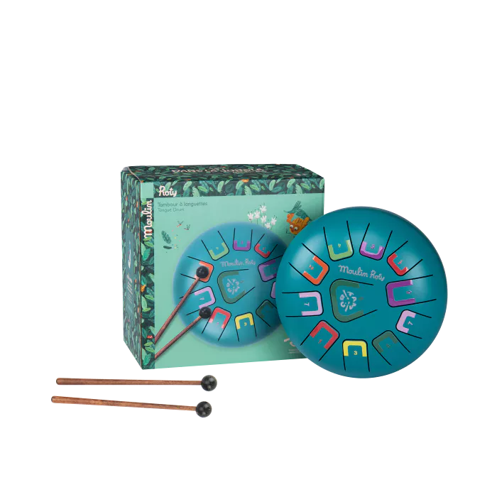 Tambour à languettes 8"  turquoise 