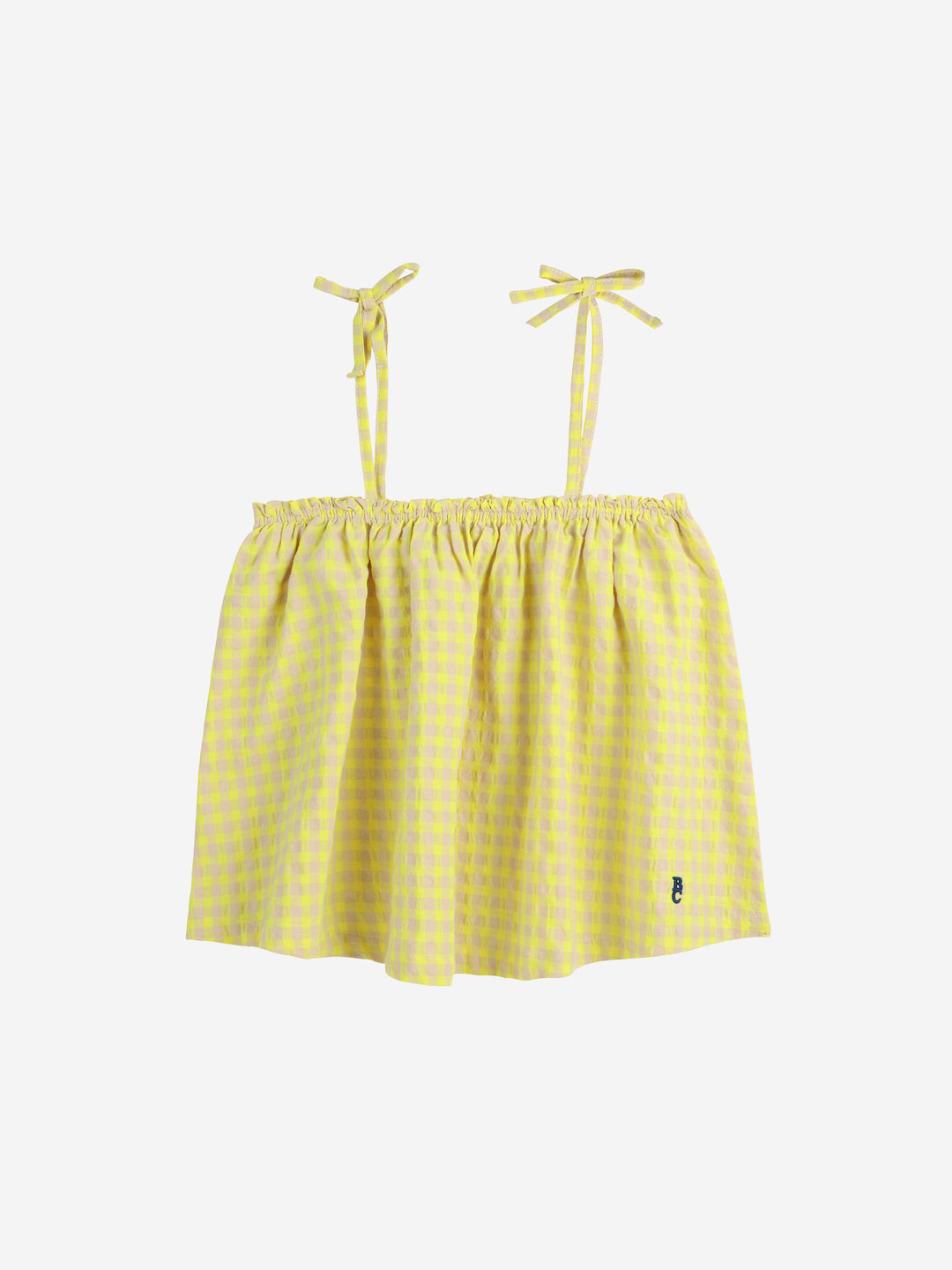 Top pour enfant en tissu vichy jaune