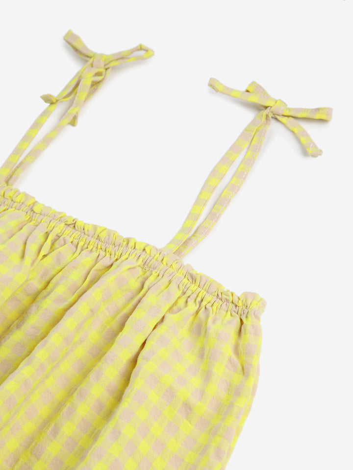 Top pour enfant en tissu vichy jaune